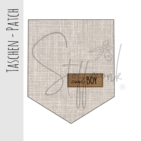 Taschen Patch - Leinenoptik Beige - "cool BOY" (braun)